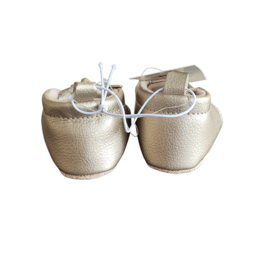 CAT & JACK Gold Metallic Moccasin Crib Shoes Size 3-6M